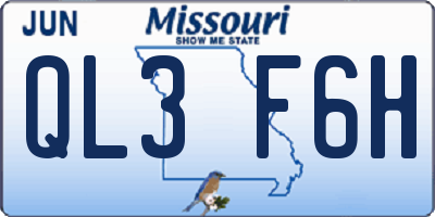 MO license plate QL3F6H
