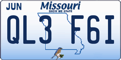 MO license plate QL3F6I