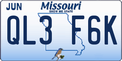 MO license plate QL3F6K