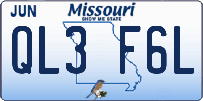 MO license plate QL3F6L