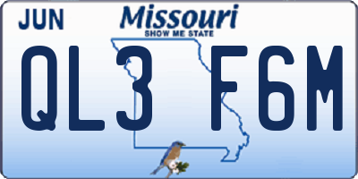 MO license plate QL3F6M