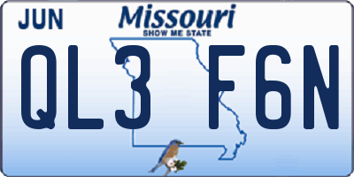 MO license plate QL3F6N