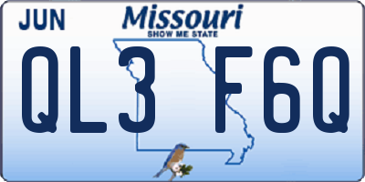 MO license plate QL3F6Q
