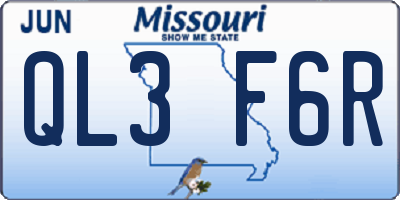 MO license plate QL3F6R