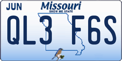 MO license plate QL3F6S