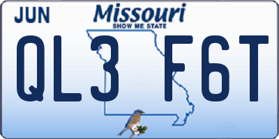 MO license plate QL3F6T
