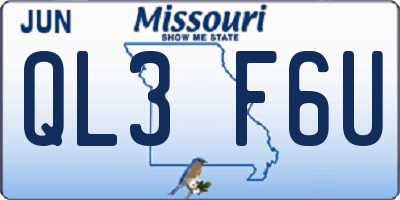 MO license plate QL3F6U