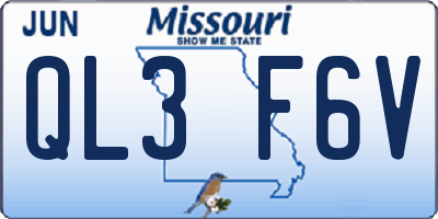 MO license plate QL3F6V