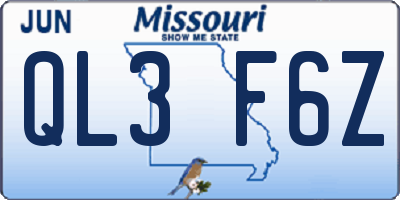 MO license plate QL3F6Z