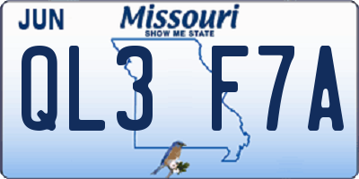 MO license plate QL3F7A