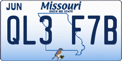 MO license plate QL3F7B