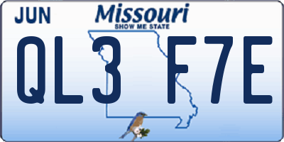 MO license plate QL3F7E