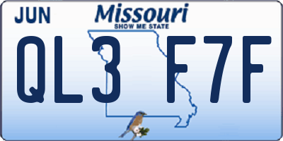 MO license plate QL3F7F