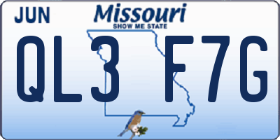 MO license plate QL3F7G