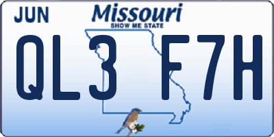 MO license plate QL3F7H