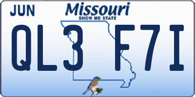 MO license plate QL3F7I