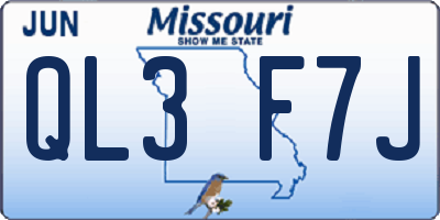 MO license plate QL3F7J