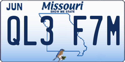 MO license plate QL3F7M