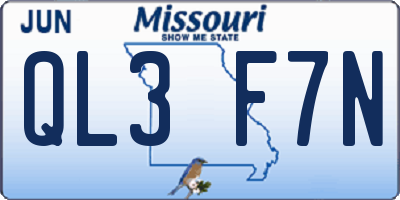 MO license plate QL3F7N
