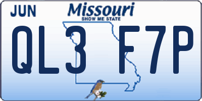 MO license plate QL3F7P