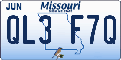 MO license plate QL3F7Q