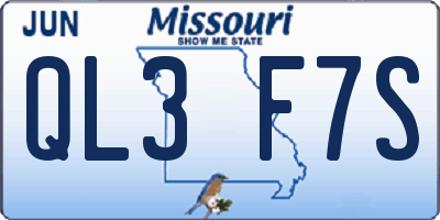 MO license plate QL3F7S