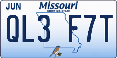 MO license plate QL3F7T