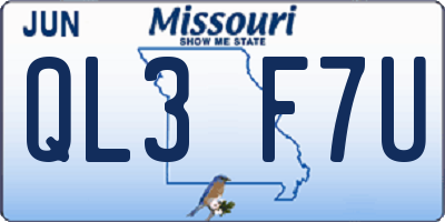 MO license plate QL3F7U