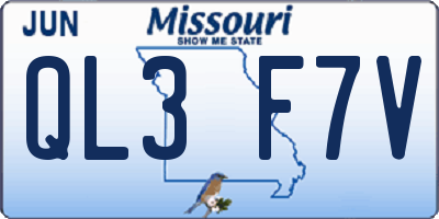 MO license plate QL3F7V