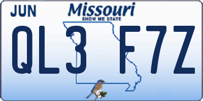 MO license plate QL3F7Z