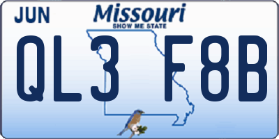 MO license plate QL3F8B