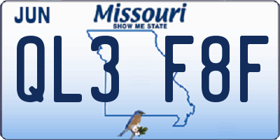 MO license plate QL3F8F