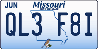 MO license plate QL3F8I