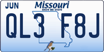 MO license plate QL3F8J