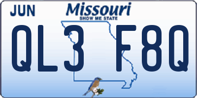 MO license plate QL3F8Q