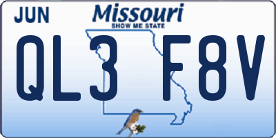 MO license plate QL3F8V