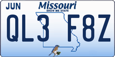 MO license plate QL3F8Z