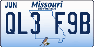 MO license plate QL3F9B