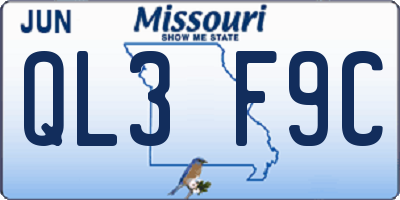 MO license plate QL3F9C