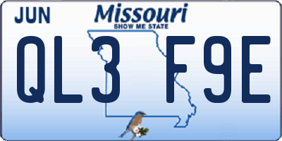 MO license plate QL3F9E