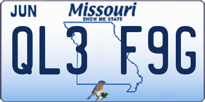 MO license plate QL3F9G