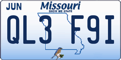 MO license plate QL3F9I
