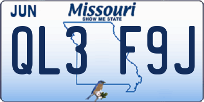 MO license plate QL3F9J