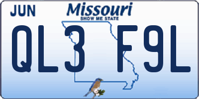 MO license plate QL3F9L