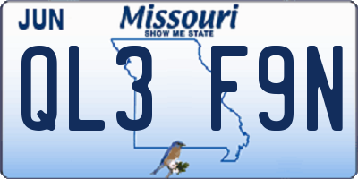 MO license plate QL3F9N