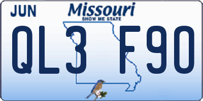 MO license plate QL3F9O