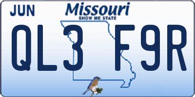 MO license plate QL3F9R