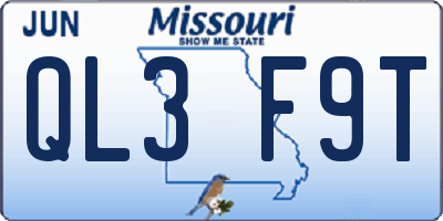 MO license plate QL3F9T