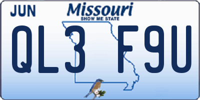 MO license plate QL3F9U