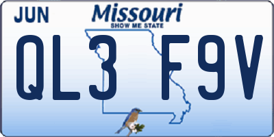 MO license plate QL3F9V